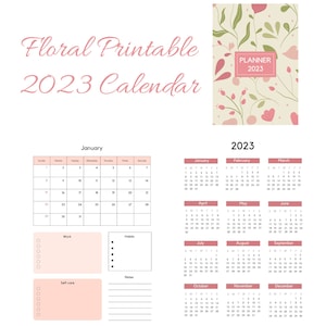 Simple Floral Monthly Calendar 2023 Planner