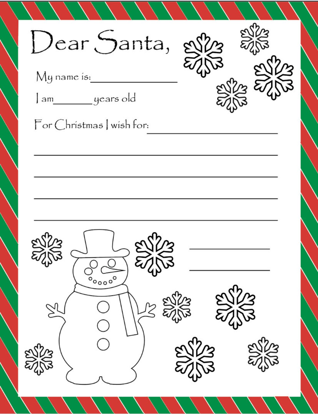 Letter to Santa Coloring Page - Etsy