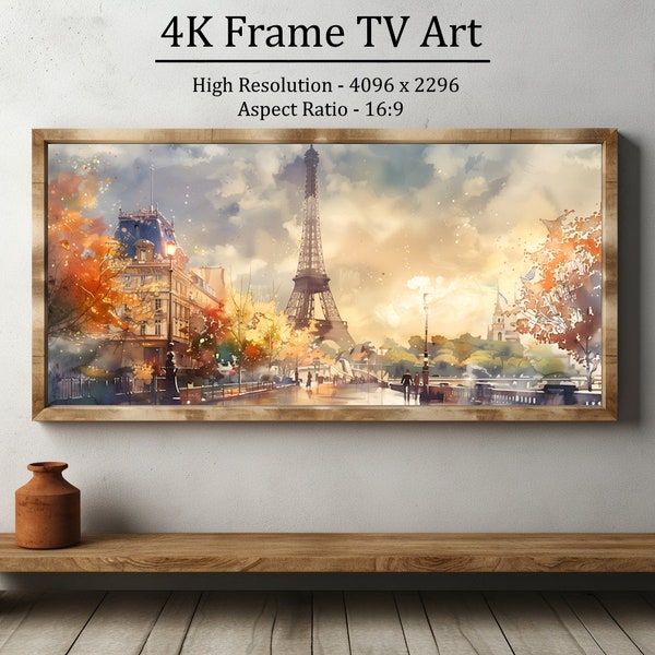 Paris Painting Frame TV Art Instant Download, Vintage Watercolor Painting Samsung Frame TV Art, Neutral Digital Decor