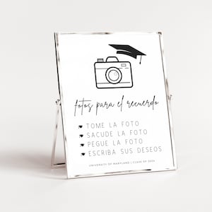 Foto's Para El Recuerdo Kartel Fiesta de Graduación, polaroid-gastenboek in het Spaans Afstuderen tafelborddecoratie, A004, BEWERKBAAR, aandenken