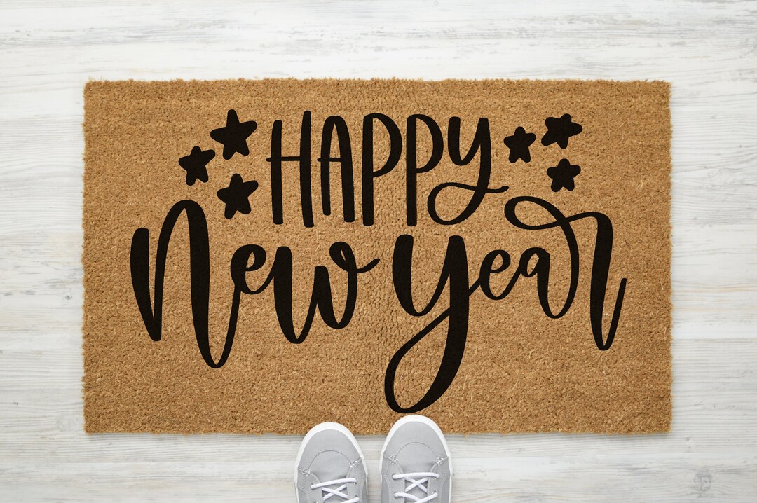 Happy New Year Door Mat New Year's Eve Doormat Etsy