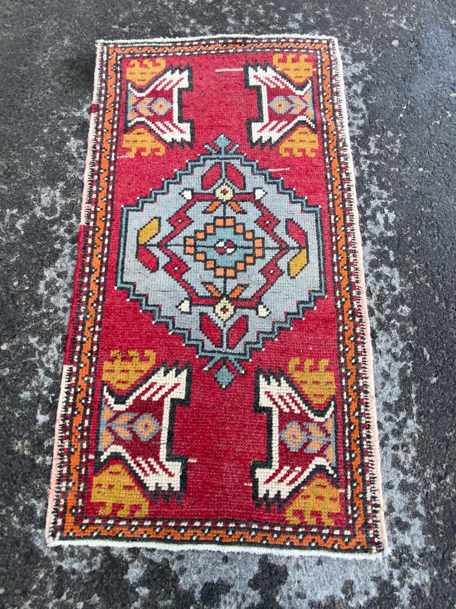 Handmade Red Oushak Rug 2x3: Small Anatolian Wool Rug - Etsy