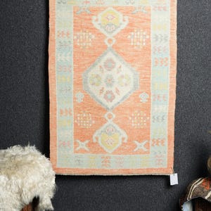 Handmade Wool Oushak Rug: Vintage Turkish 3x4 Area Rug