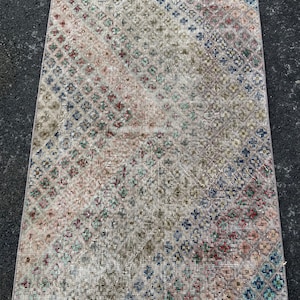 Vintage Rug 3x5, TURKISH RUG 3x5, Anatolian Rug, Turkish Rug, Handmade Oushak Rug, Oushak Rug, Pastel Color Rug, 3 x 5 Feet Rug, Decor Rug