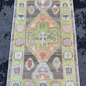 Rug 2 x 4, Handmade Wool Rug, Kitchen Rug, Bedroom Rug, Small Rug, Turkish Rug, Oushak Rug, Pastel Green Rug, Wool Rug, 2&#39;3 x 3&#39;9 Feet Rug