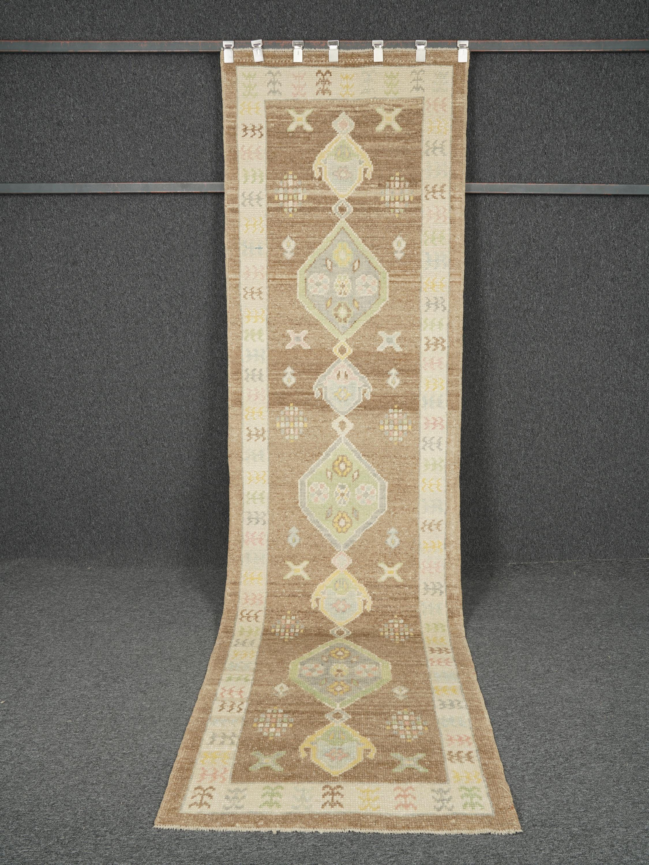 3 x 10 Runner Rug, 3x10 Oushak Wool Runner, 3x10 Dark Brown Runner, 2,10x10,3 Ft Runner, Oushak Runner Rug, Turkish Oushak Rug, Turkish Rug