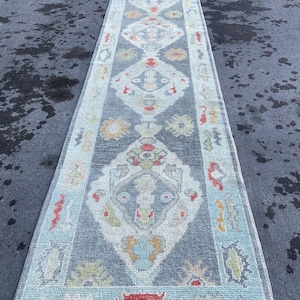 Oushak Runner Rug, 3x15 Extra Long Runner Rug, Long Turkish Runner, Runner For Stair, Long Runner for hallway, 3x14&#39;9 Feet Rug,Runner Rug