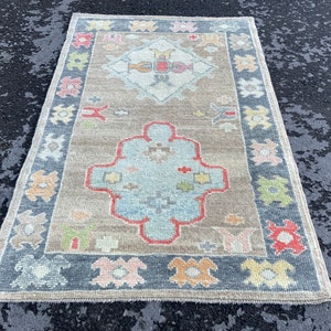 Oushak Rug 3x5, Turkish Rugs, Handmade Oushak Rug, Turkish Wool Rug, Anatolian Rug, Brown Oushak Rug, Turkey Rug, 3&#39;2 x 5 Feet Rug,Decor Rug