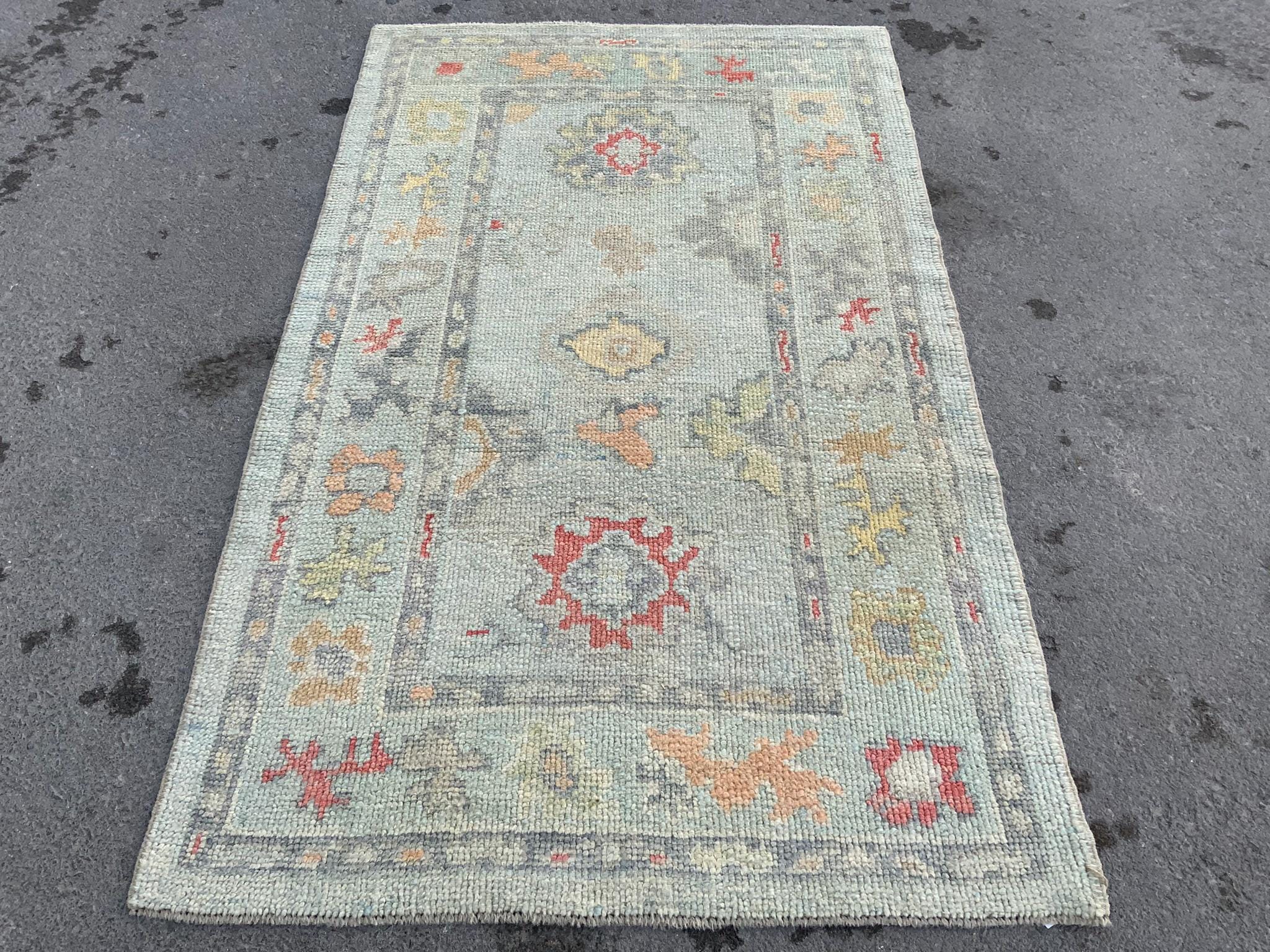 3x5 Rug, Turkish 3 x 5 Rug, Vintage Turkish Rug 3x5, Handmade Wool Rug, Anatolian Rug, Blue Oushak Rug, Pastel Rug, 3x5 Ft Rug, Area Rugs