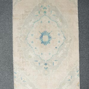 3 x 5 Rug, pastel rug, beige oushak rug, anatolian rug, vintage rug, turkish rug, oushak rug, entryway rug, 3&#39;3 x 5 feet rug, 3 x 5 wool rug