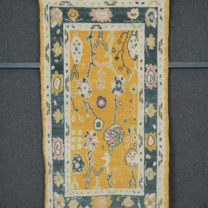 3 x 5 Rug, Turkish Rug, Oushak Rug 3x5, Area Rug, Handmade Wool Rug, Anatolian Rug, Yellow Oushak Rug, 3 x 5&#39;2 Feet Rug, Home Decor Rug