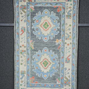 3x5 Rug, gray oushak rug, anatolian rug, small rug, turkish rug, oushak rug, entryway rug, 3 x 5&#39;2 feet rug, gray area rug, oushak wool rug