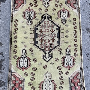2x4 Rug, Door Mat Rug, Handmade Rug, Kitchen Rug, Small Turkish Rug, Oushak Rug, Vintage Rug, Turkish Rug, 2x4 Oushak Rug, Light Green Rug
