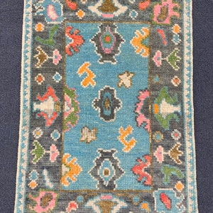 Rug 2x3, Small Rug, Oushak Rug, Handmade Wool Rug, 2x3 Bathroom Rug, Bedroom Rug, 2x3 Turkish Rug, Mini Blue Rug, Pale Rug, 2&#39;2x3&#39;1 Feet Rug