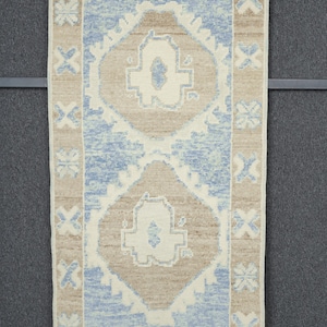Rug 3x5, Oushak Rug, Turkish Rugs, Handmade Wool Rug, 3x5 Brown Rug, Anatolian Rug, Blue Oushak Rug, Wool Rug, 3&#39;1 x 5&#39;2 Feet Rug, Decor Rug