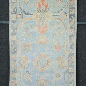 3 x 5 Rug, TURKISH RUG 3x5, Turkish Rug 3x5,Handmade 3x5 Rug, Anatolian Rug 3x5, Rug, 3x5 Pastel Color Rug, Turkey Rug,3x5 Wool Rug,Blue Rug