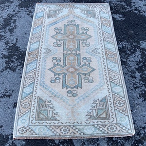 Turkish rug, Vintage rug, Handmade rug, Accent rug, Small rug, Turkey rug, Boho rug, Wool rug, Pastel rug, Anatolian rug, 2.4x4.2 ft