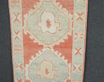 Vintage Turkish Oushak Rug 3x5: Handmade Wool Anatolian Rug