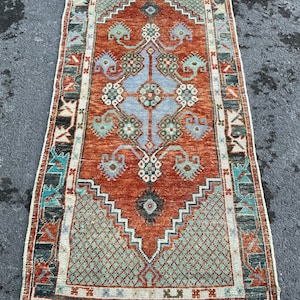 Oushak Rug 3x5, Turkish Rugs, Handmade Wool Rug, 3 x 5 Wool Rugs, Pastel Color Rug, Orange Oushak Rug, 2,6 x 5&#39;5 Feet Rug, Decorative Rugs