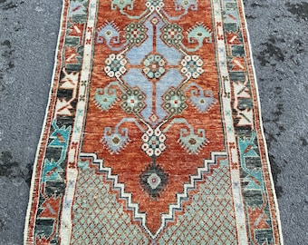 Oushak Rug 3x5, Turkish Rugs, Handmade Wool Rug, 3 x 5 Wool Rugs, Pastel Color Rug, Orange Oushak Rug, 2,6 x 5&#39;5 Feet Rug, Decorative Rugs