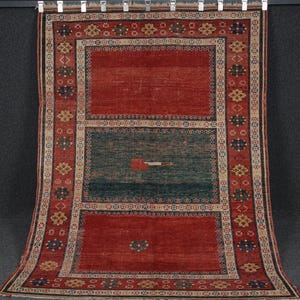 Handmade Wool Oushak Rug: 5x7 Vintage Turkish Area Rug