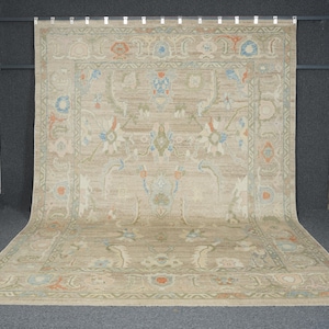 Oversized Oushak Rug 8.9x11.8 ft, Hand-Knotted Turkish Wool Carpet