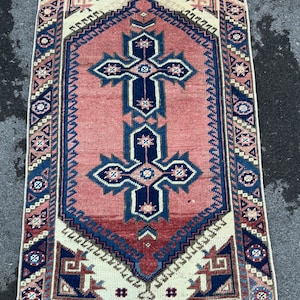 2x4 Rug, Vintage Rug, Small Rug, Boho Decor Rug, Door Mat Rug, Pink Rug,2x4 Pastel Pink Rug,Turkish Rug, Handmade Wool Rug,2&#39;4x3&#39;10 Feet Rug