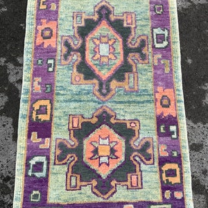 Small Rug, 2 x 4 Oushak Rug, Handmade Wool Rug, Bathroom Rug, Bedroom Rug, 2x4 Turkish Rug, Pastel Green Rug, 2&#39;4 x 3&#39;11 Feet Rug