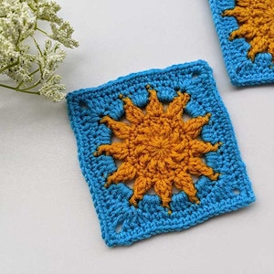 Petit motif soleil grand-mère au crochet soleil - DIY Sunburst carré au crochet PDF - Téléchargement immédiat