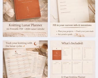 Knitting Planner PDF | Lunar Yarn Tracker, Crochet Journal (A4 Digital Download)