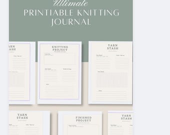 Diario de tejido imprimible / Planificador de proyectos de tejido y reserva de lana / Registro de tejido minimalista y acogedor / Descarga digital