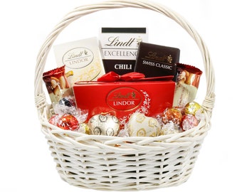 Cesto regalo con dolcetti Lindt, Confezione regalo di cioccolato, Cesto con cioccolatini, Scatola di cioccolatini