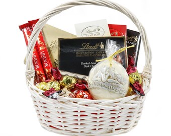 Cesta de regalo con Lindt y vela , Caja de regalo de chocolate , Caja de chocolate
