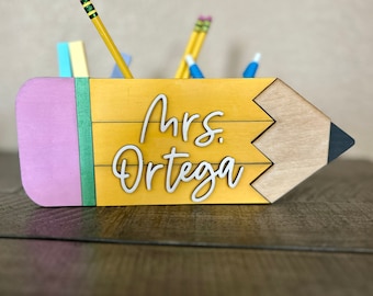 Teacher Gift Pencil Holder, Desk Organizer for Teacher, Pencil Box, Custom Teacher Gift