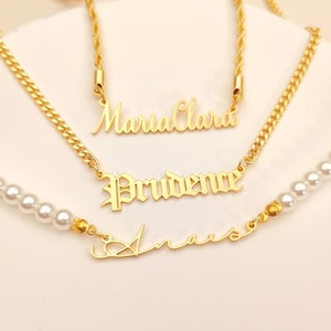 Personalized Name Necklace, 18K Gold Plated Custom Necklace, Women Necklace, Nameplate Jewelry, Handwriting Necklace, Birthday Gift For Her