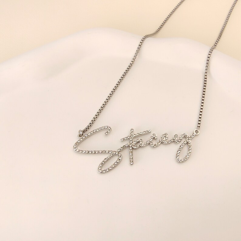 Custom Name Necklace, Diamond Necklace,Bling Jewelry ,Script Name Necklace,Exquisite Necklace, Personalized Nameplate Necklace, Gift for Mom image 5