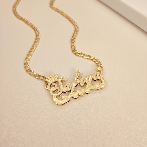 Double Plated Name Necklace Real Gold For Women Double Plated Name