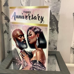Coppia di neri afroamericani Congratulazioni/biglietto di anniversario