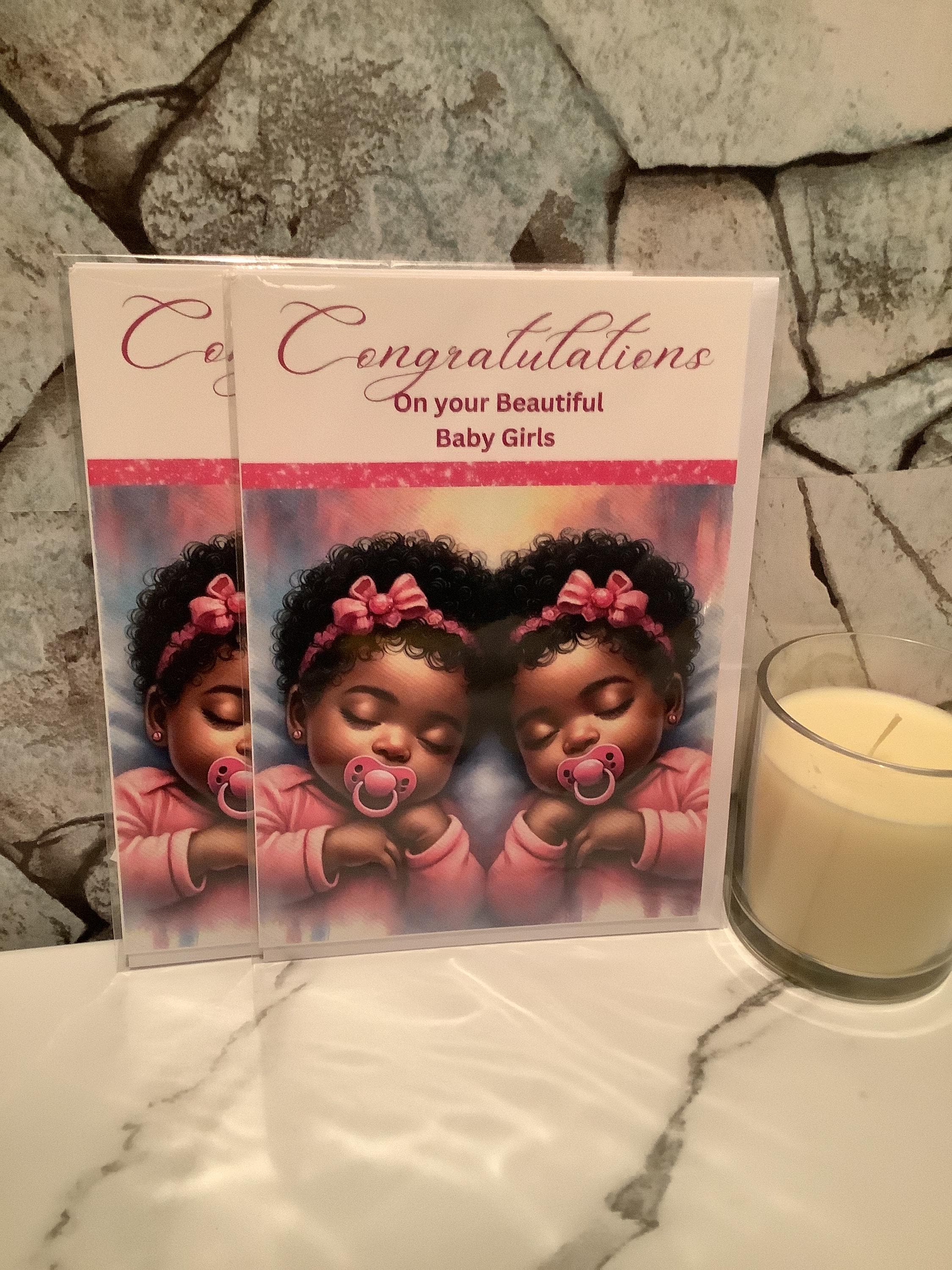 Congratulations Baby Girls Twins Card - Daks Designs 7x5” - Etsy, image size:2250x3000