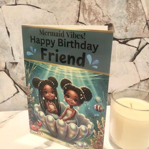 African American Happy Birthday, schwarze Mädchen Geburtstag Grußkarte, Black Girl Friends, Mermaid Theme