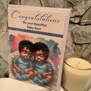 Bambini afroamericani gemelli neri/Neonati/Biglietto di benvenuto/Caribbean Baby/Bambini Bambini Ricordo
