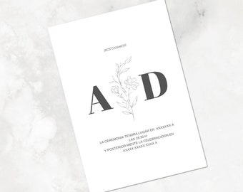 Customizable Minimalist Wedding Invitation Template in Canva: Unique Elegance and Style for your Big Day