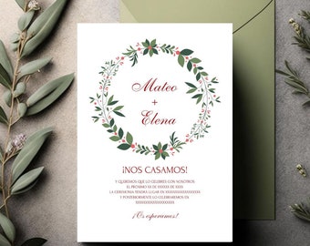 Invitación de Boda Invernal: Plantilla Canva para Celebraciones Navideñas Únicas