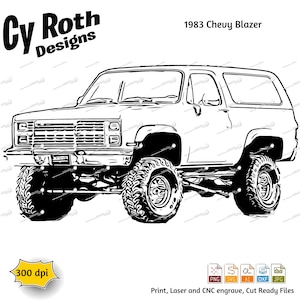 Archivo SVG, PNG, JPG, AI y DXF de Chevy Blazer 1983, SVG de camioneta clásica