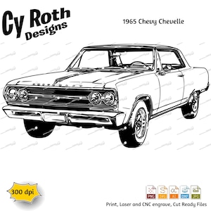 1965 Chevy Chevelle svg png jpg ai dxf files - cricut silhouette cut file, Glowforge, Laser, CNC fle, vector file.