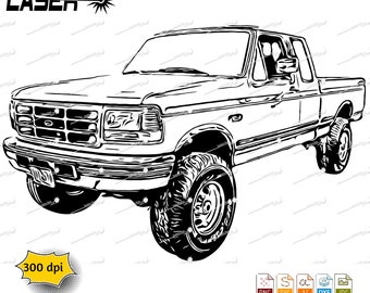 1996 Ford F-250 Powerstroke svg png jpg ai dxf-fil