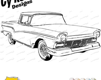 1967 Ford Ranchero svg png jpg ai dxf file, Classic Car Truck (Downloadabl File)