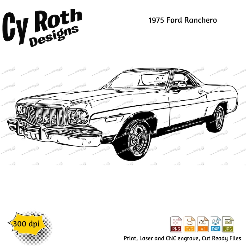 1975 Ford Ranchero Svg Png Jpg Ai Dxf File, Classic, Vintage Car Svg - Etsy