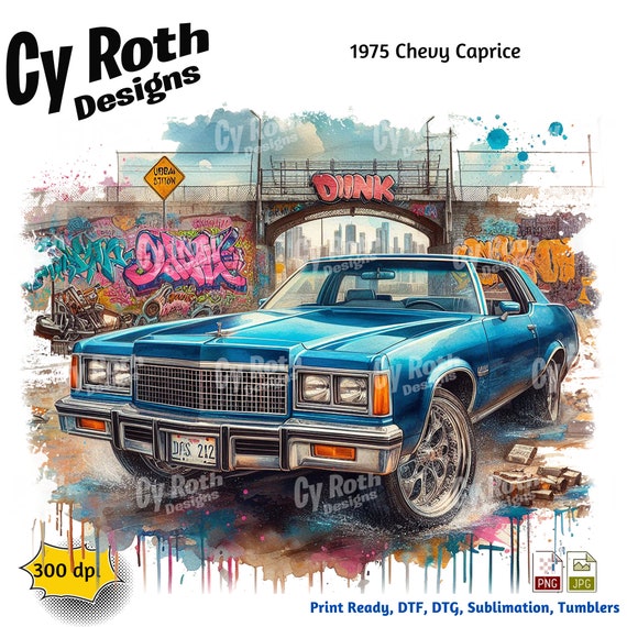 1975 Chevy Caprice Sublimation DTF DTG Print File, T-shirt transfer, Tumbler, Printable Wall Art