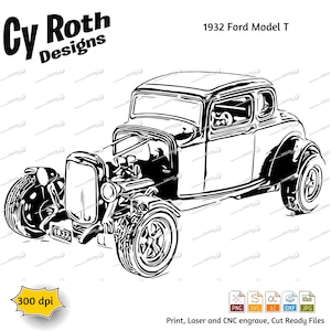 1932 Ford Model T svg png jpg ai dxf file, Vintage Car svg
